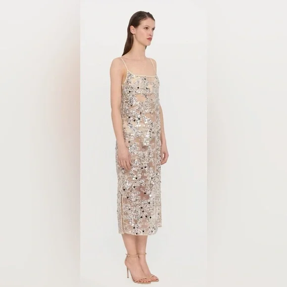 Baum und Pferdgarten Sequin Embellished Sheer  nude party cocktail  Dress NWT - Picture 4 of 10